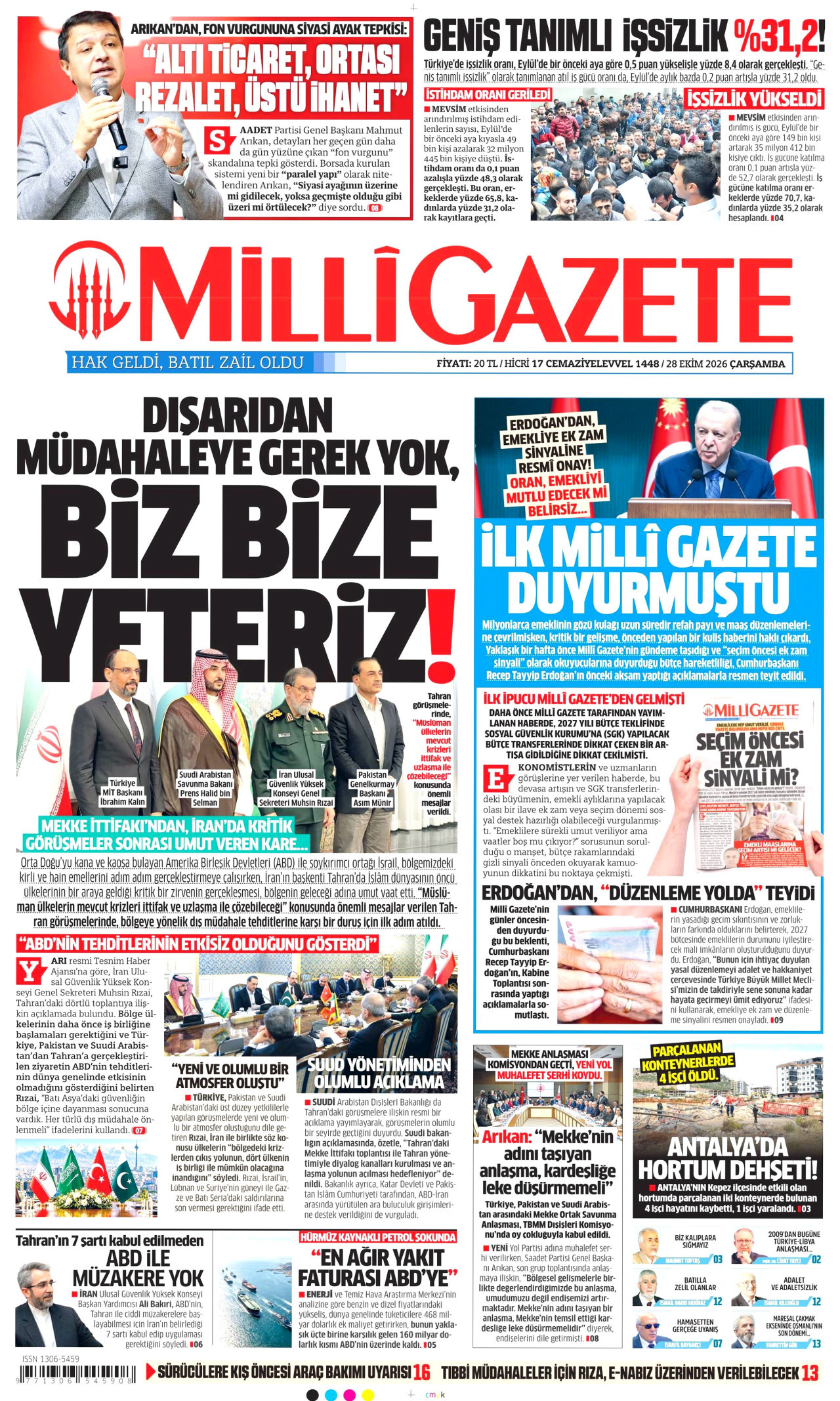 Milli Gazete Manşeti