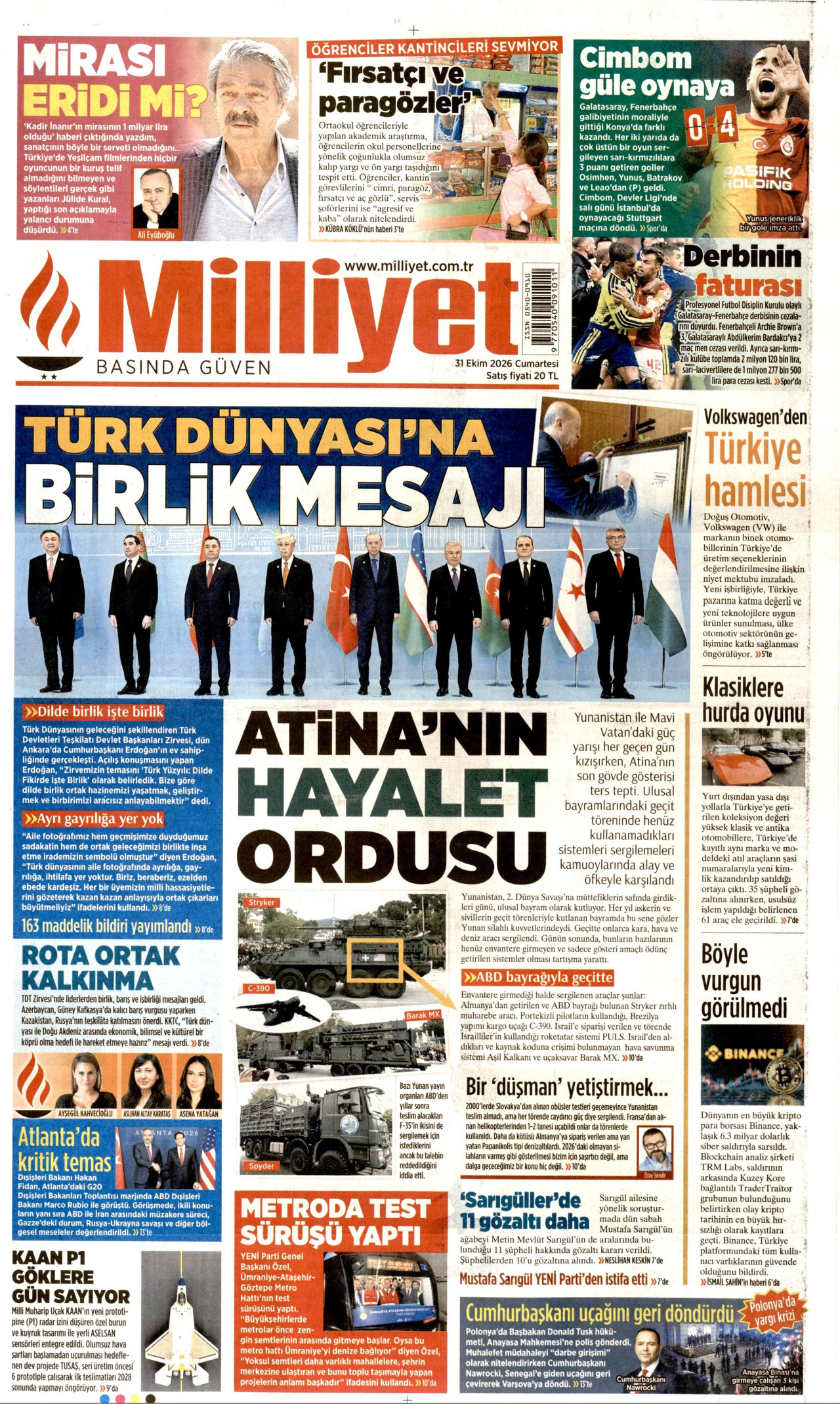 Milliyet Manşeti